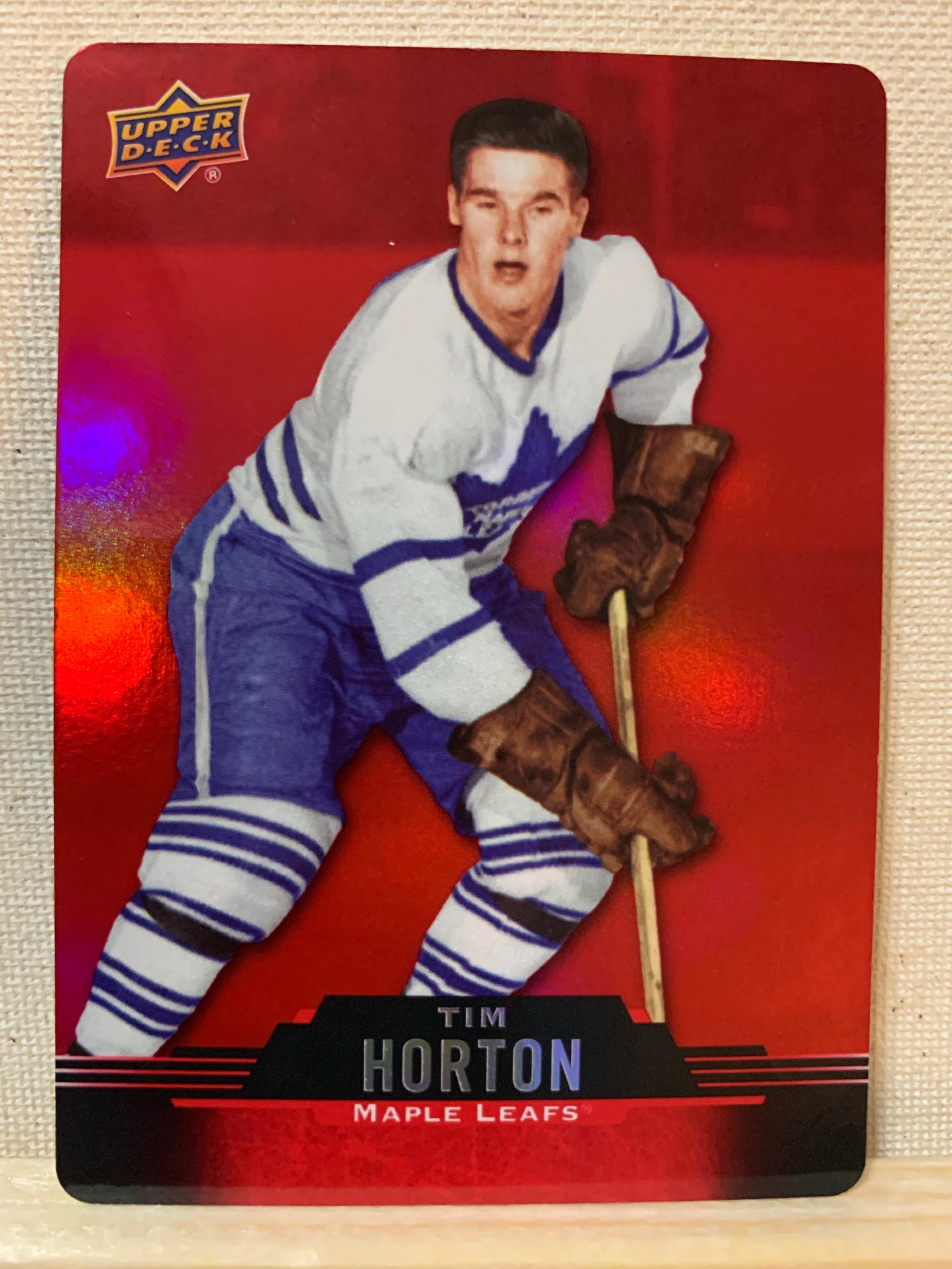 2020-21 TIM HORTONS HOCKEY #DC-1 TORONTO MAPLE LEAFS - RED DIE CUT TIM HORTON CARD RAW