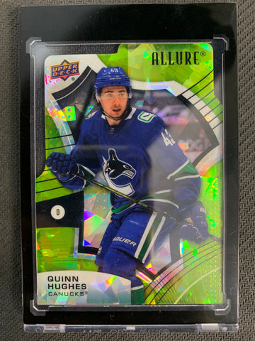 2021-22 UPPER DECK ALLURE HOCKEY #45 VANCOUVER CANUCKS - QUINN HUGHES GREEN RAINBOW PARALLEL #'D 96/99