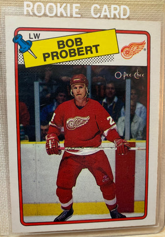 1988-89 O-PEE-CHEE HOCKEY #181 DETROIT RED WINGS - BOB PROBERT ROOKIE CARD RAW