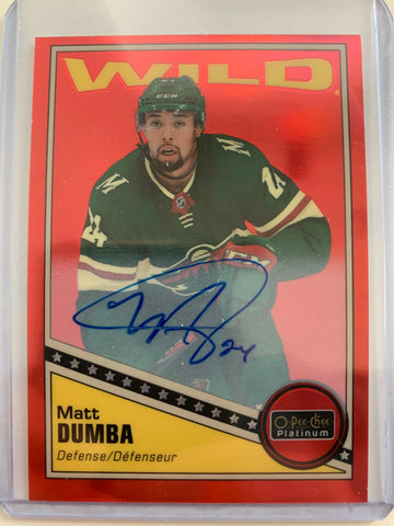 2020 UD OPC PLATINUM HOCKEY #R-26 MINNESOTA WILD -MATT DUMBA RED RAINBOW AUTO CARD