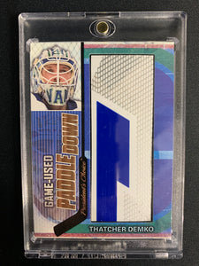 2021 PRESIDENT'S CHOICE HOCKEY #PD-100 VANCOUVER CANUCKS - THATCHER DEMKO GAME USED PADDLE DOWN CARD NUMBERED 3/5