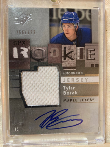 2009-10 SPX HOCKEY #173 TORONTO MAPLE LEAFS - TYLER BOZAK SPX AUTOGRAPHED JERSEY ROOKIE CARD RAW