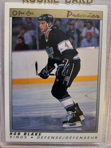 1990-91 O-PEE-CHEE PREMIER HOCKEY #6 LOS ANGELES KINGS - ROB BLAKE ROOKIE CARD RAW