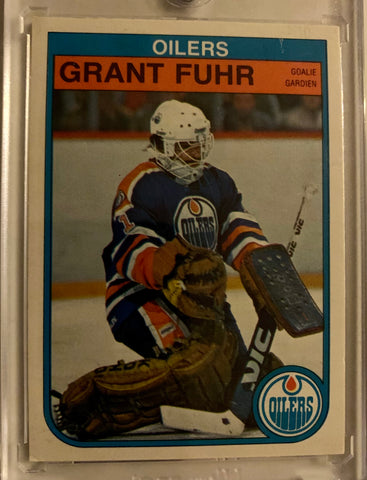 1982-83 O-PEE-CHEE HOCKEY #105 EDMONTON OILERS - GRANT FUHR ROOKIE CARD RAW