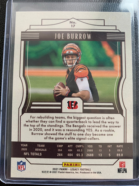 2021 PANINI LEGACY FOOTBALL #17 CINCINNATI BENGALS - JOE BURROW BASE