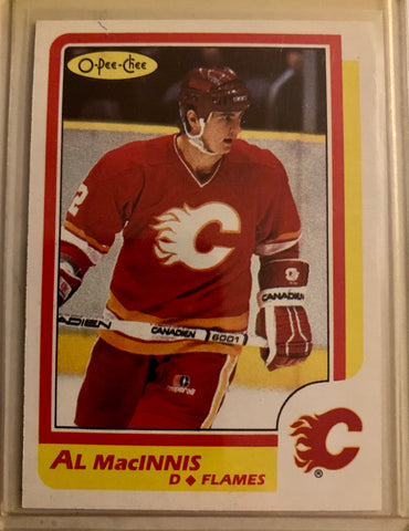 1986-87 O-PEE-CHEE HOCKEY #173 CALGARY FLAMES - AL MACINNIS CARD RAW