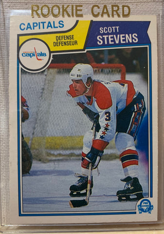 1983-84 O-PEE-CHEE HOCKEY #376 WASHINGTON CAPITALS - SCOTT STEVENS ROOKIE CARD RAW