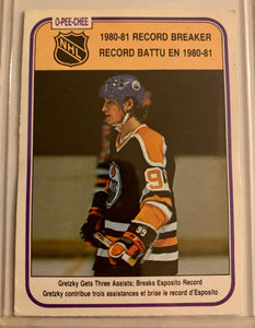 1981-82 O-PEE-CHEE HOCKEY #392 EDMONTON OILERS - WAYNE GRETZKY RECORD BREAKER CARD RAW