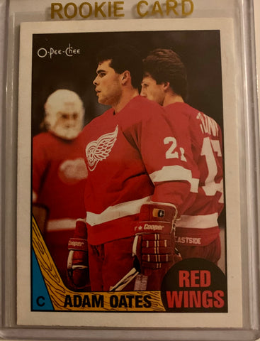 1987-88 O-PEE-CHEE HOCKEY #123 DETROIT RED WINGS - ADAM OATES ROOKIE CARD RAW