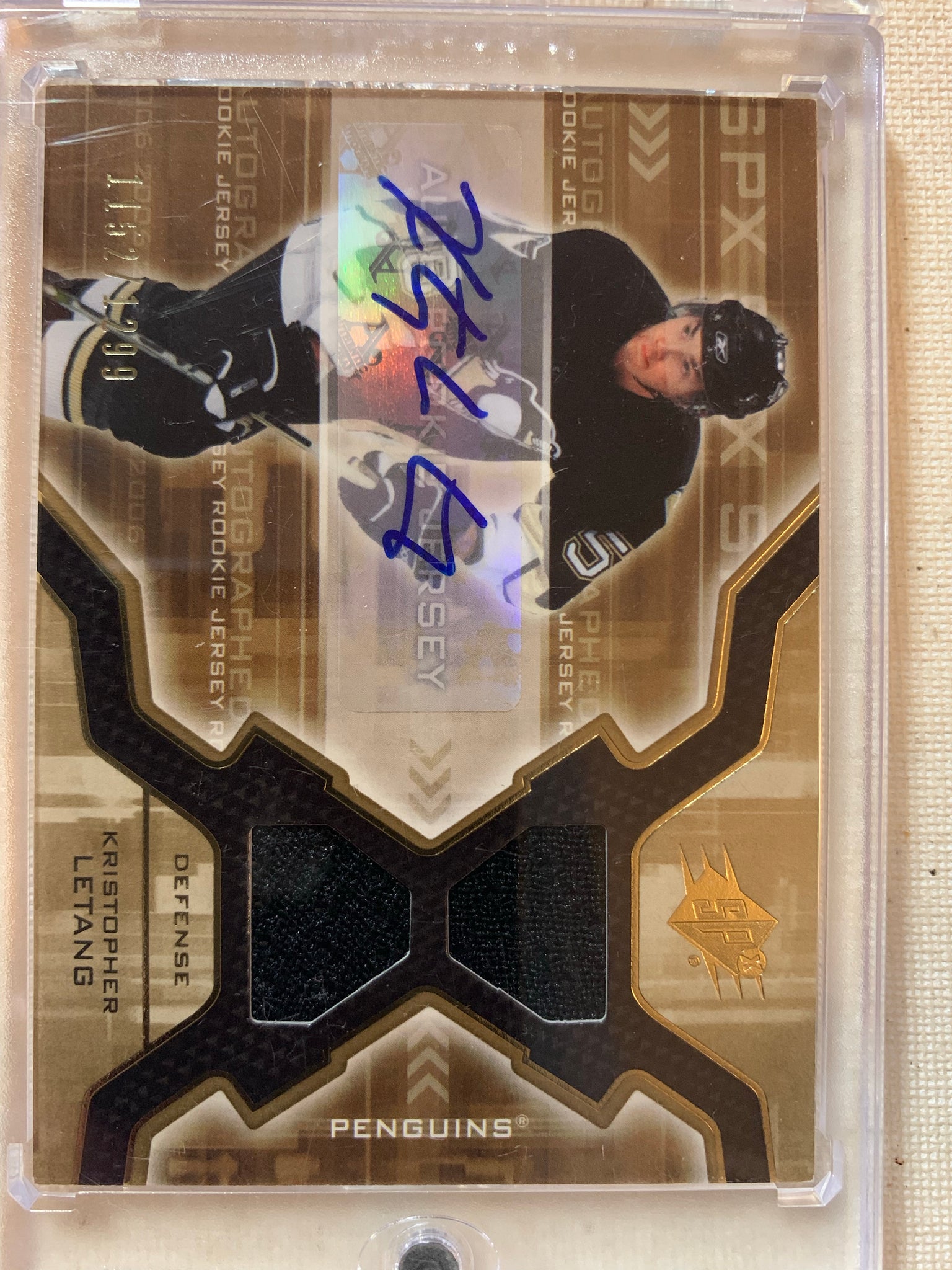 2006-07 SPX HOCKEY #182 PITTSBURGH PENGUINS - KRIS LETANG SPX AUTOGRAPHED JERSEY ROOKIE CARD RAW