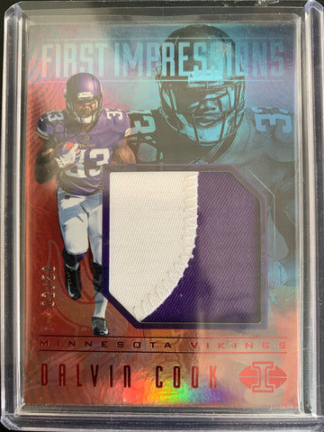 2017 PANINI ILLUSIONS FOOTBALL #FI-DC MINNESOTA VIKINGS - DALVIN COOK FIRST IMPRESSIONS JUMBO PATCH NUMBERED 02/50