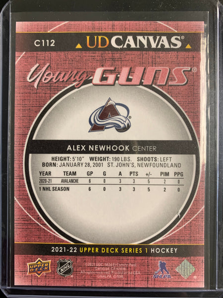 2021-22 UPPER DECK S1 HOCKEY #C112 COLORADO AVALANCHE - ALEX NEWHOOK RED CANVAS YOUNG GUNS ROOKIE CARD