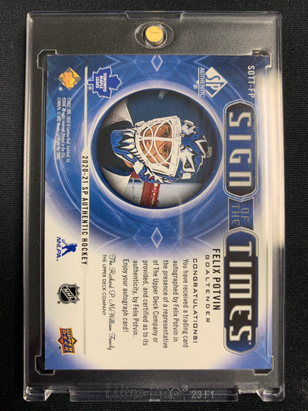 2020-21 UD SP AUTHENTIC HOCKEY #SOTT-FP TORONTO MAPLE LEAFS - FELIX POTVIN SIGN OF THE TIMES ON CARD AUTOGRAPH