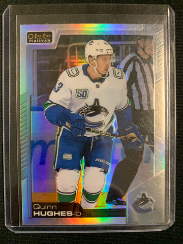 2020-21 UD OPC PLATINUM HOCKEY #10 VANCOUVER CANUCKS - QUINN HUGHES RAINBOW FOIL PARALLEL