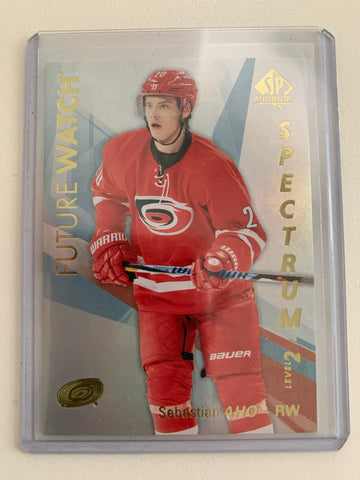 2016-17 UD SP AUTHENTIC HOCKEY #S-78 CAROLINA HURRICANES - SEBASTIAN AHO FUTURE WATCH SPECTRUM LEVEL 2 ROOKIE CARD