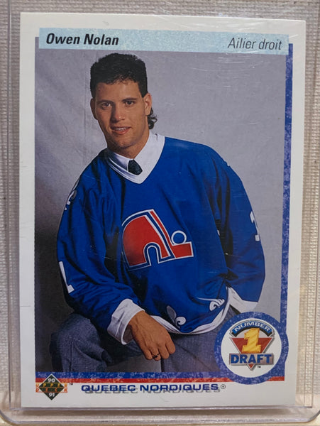 1990-91 UPPER DECK HOCKEY #352 QUEBEC NORDIQUES - OWEN NOLAN ROOKIE CARD RAW