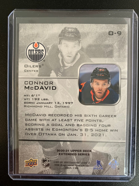 2020-21 UPPER DECK EXTENDED SERIES HOCKEY #O-9 EDMONTON OILERS - CONNOR MCDAVID OVATION INSERT CARD