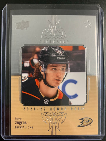 2021-22 UPPER DECK S1 HOCKEY #HR-46 ANAHEIM DUCKS - TREVOR ZEGRAS HONOR ROLL INSERT ROOKIE CARD