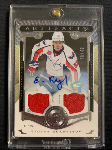 2015-16 UPPER DECK ARTIFACTS HOCKEY #93 WASHINGTON CAPITALS - EVGENY KUZNETSOV DUAL PATCH AUTO NUMBERED 20/49