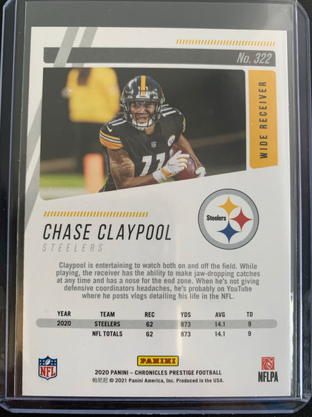 2020 PANINI CHRONICLES PRESTIGE FOOTBALL #322 PITTSBURGH STEELERS - CHASE CLAYPOOL ROOKIE CARD