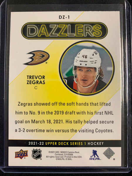 2021-22 UPPER DECK S1 HOCKEY #DZ-1 ANAHEIM DUCKS - TREVOR ZEGRAS BLUE DAZZLERS