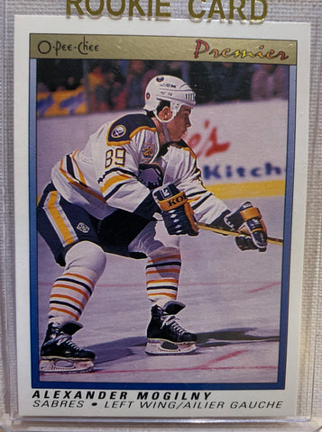 1990-91 O-PEE-CHEE PREMIER HOCKEY #75 BUFFALO SABRES - ALEXANDER MOGILNY ROOKIE CARD RAW