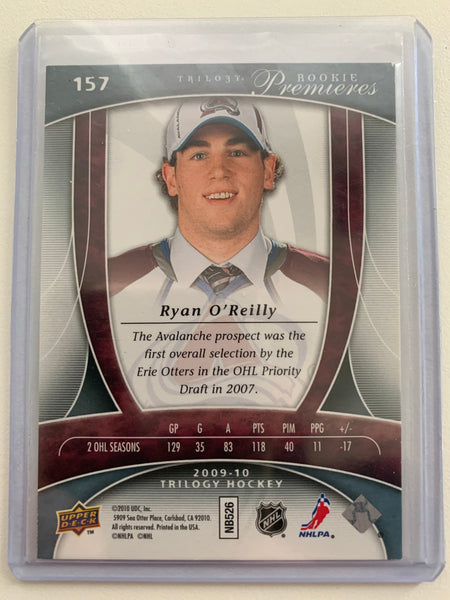 2009-10 UPPER DECK TRILOGY HOCKEY #157 COLORADO AVALANCHE - RYAN O'REILLY ROOKIE PREMIERES #'D 213/499