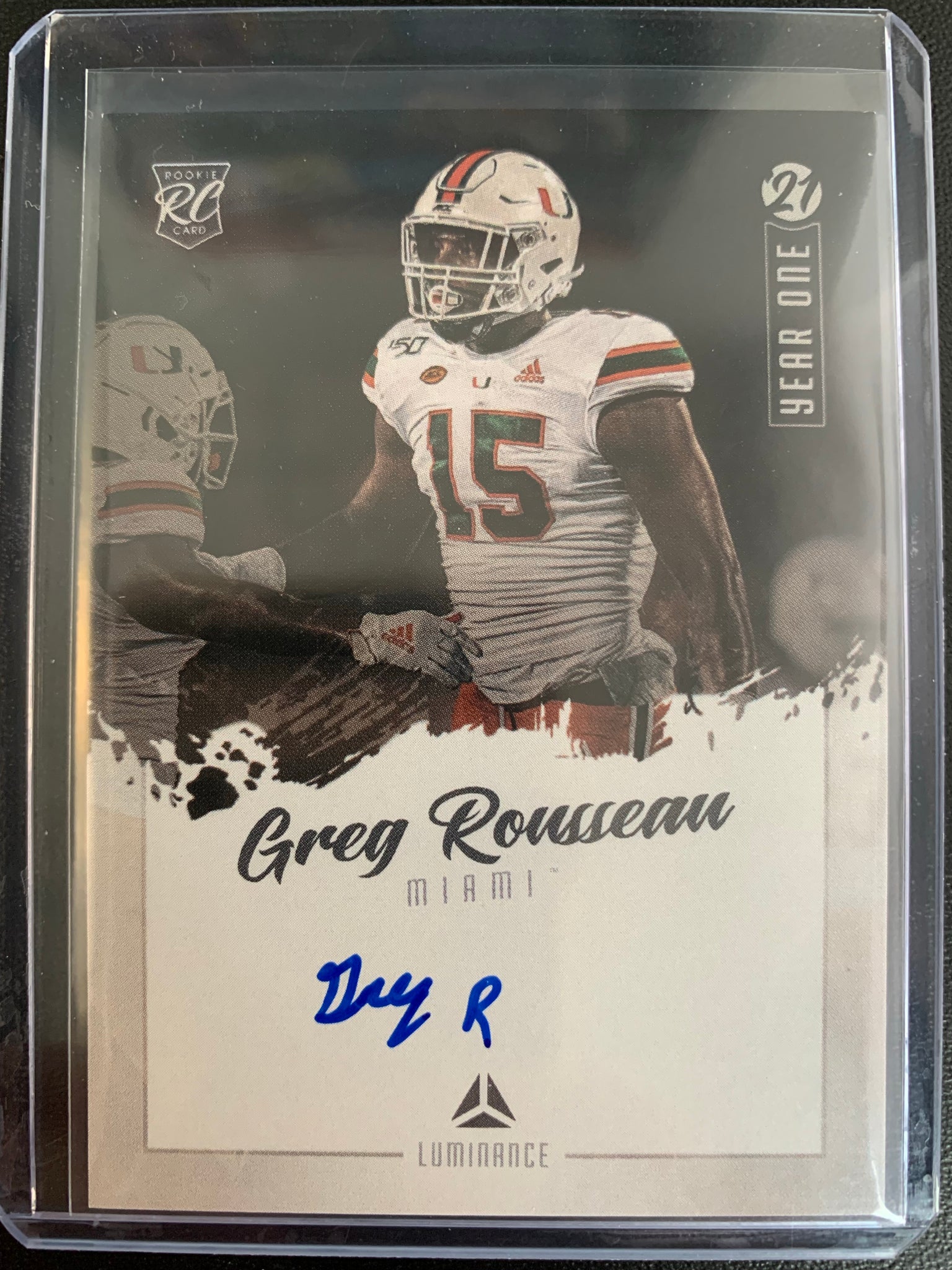 2021 PANINI LUMINANCE FOOTBALL #YO-GR BUFFALO BILLS -GREG ROUSSEAU YEAR ONE ON CARD AUTOGRAPHED ROOKIE CARD