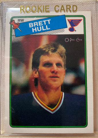 1988-89 O-PEE-CHEE HOCKEY #66 ST.LOUIS BLUES - BRETT HULL ROOKIE CARD RAW