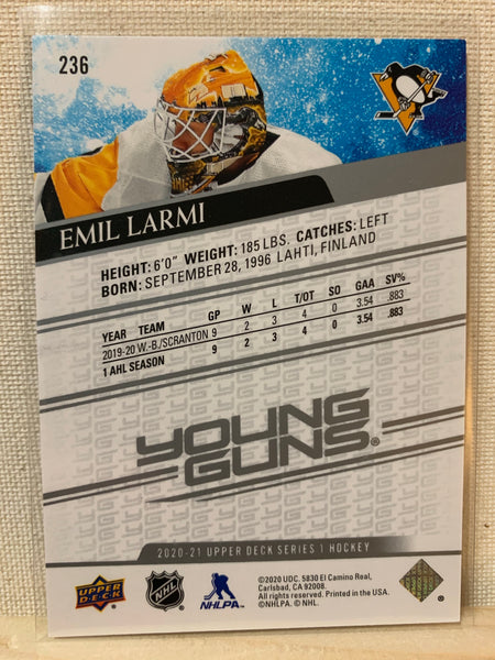 2020-21 UPPER DECK HOCKEY #236 PITTSBURGH PENGUINS - EMIL LARMI YOUNG GUNS ROOKIE CARD RAW