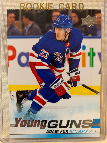 2019-20 UPPER DECK HOCKEY #228 NEW YORK RANGERS - ADAM FOX YOUNG GUNS ROOKIE CARD RAW