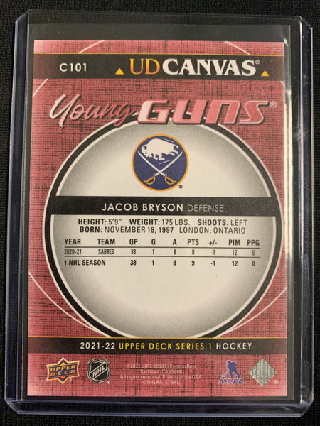 2021-22 UPPER DECK S1 HOCKEY #C101 BUFFALO SABRES - JACOB BRYSON RED CANVAS YOUNG GUNS ROOKIE CARD