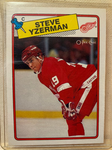 1988-89 O-PEE-CHEE HOCKEY #196 DETROIT RED WINGS - STEVE YZERMAN CARD RAW