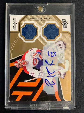 2012-13 UPPER DECK BLACK DIAMOND HOCKEY #84-PR MONTREAL CANADIENS - PATRICK ROY DUAL PATCH AUTO NUMBERED 1/5