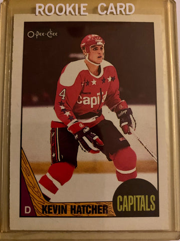 1987-88 O-PEE-CHEE HOCKEY #68 WASHINGTON CAPITALS - KEVIN HATCHER ROOKIE CARD RAW