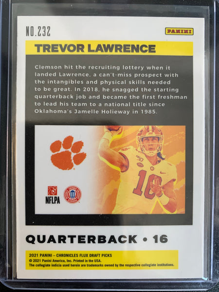 2021 PANINI CHRONICLES DRAFT PICKS FOOTBALL #232 JACKSONVILLE JAGUARS - TREVOR LAWRENCE FLUX ROOKIE CARD