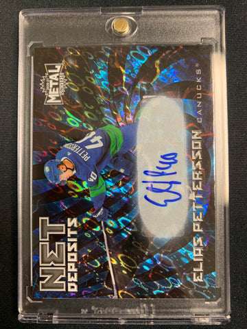 2020-21 UPPER DECK SKYBOX METAL HOCKEY #ND-15 VANCOUVER CANUCKS - ELIAS PETTERSSON SSP AUTOGRAPH NET DEPOSITS INSERT