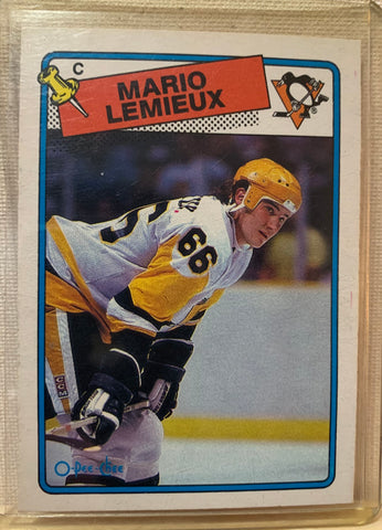 1988-89 O-PEE-CHEE HOCKEY #1 PITTSBURGH PENGUINS - MARIO LEMIEUX CARD RAW