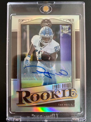 2021 PANINI LEGACY FOOTBALL #196 WASHINGTON FOOTBALL TEAM - DYAMI BROWN OPTI-CHROME AUTOGRAPHED ROOKIE CARD