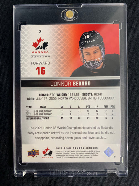 2022 UPPER DECK TEAM CANADA JUNIORS HOCKEY #2 - CONNOR BEDARD BASE