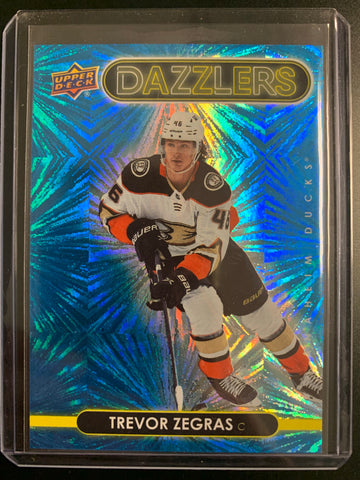 2021-22 UPPER DECK S1 HOCKEY #DZ-1 ANAHEIM DUCKS - TREVOR ZEGRAS BLUE DAZZLER INSERT ROOKIE CARD