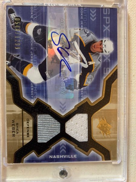 2006-07 SPX HOCKEY #174 NASHVILLE PREDATORS - SHEA WEBER SPX AUTOGRAPHED JERSEY ROOKIE CARD RAW