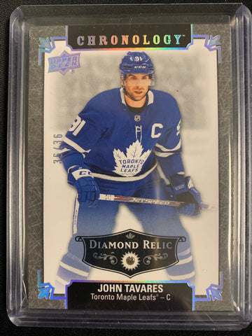 2019-20 UPPER DECK CHRONOLOGY HOCKEY #190 TORONTO MAPLE LEAFS - JOHN TAVARES 1 DIAMOND RELIC CARD NUMBERED 36/36