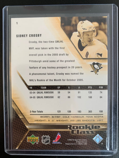 2005-06 UPPER DECK ROOKIE CLASS HOCKEY #1 PITTSBURGH PENGUINS - SIDNEY CROSBY ROOKIE CLASS ROOKIE CARD