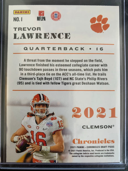 2021 PANINI CHRONICLES DRAFT PICKS FOOTBALL #1 JACKSONVILLE JAGUARS - TREVOR LAWRENCE CHRONICLES ROOKIE CARD