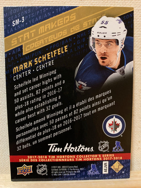 2017-18 TIM HORTONS HOCKEY #SM-3 WINNIPEG JETS - STAT MAKERS MARK SCHEIFELE CARD RAW