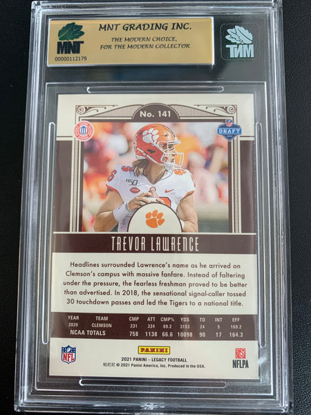 2021 PANINI LEGACY FOOTBALL #141 JACKSONVILLE JAGUARS - TREVOR LAWRENCE ROOKIE CARD GRADED MNT 9.0 MINT