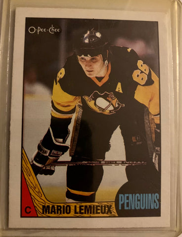 1987-88 O-PEE-CHEE HOCKEY #25 PITTSBURGH PENGUINS - MARIO LEMIEUX CARD RAW