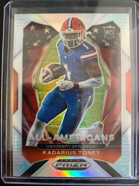 2021 PANINI PRIZM DRAFT PICKS FOOTBALL #195 NEW YORK GIANTS - KADARIUS TONEY SILVER PRIZM PARALLEL ALL-AMERICANS ROOKIE CARD