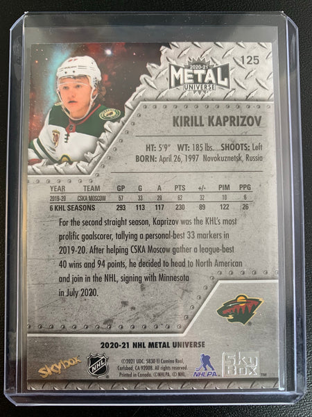 2020-21 UD SKYBOX METAL UNIVERSE HOCKEY #125 MINNESOTA WILD - KIRILL KAPRIZOV BASE ROOKIE CARD